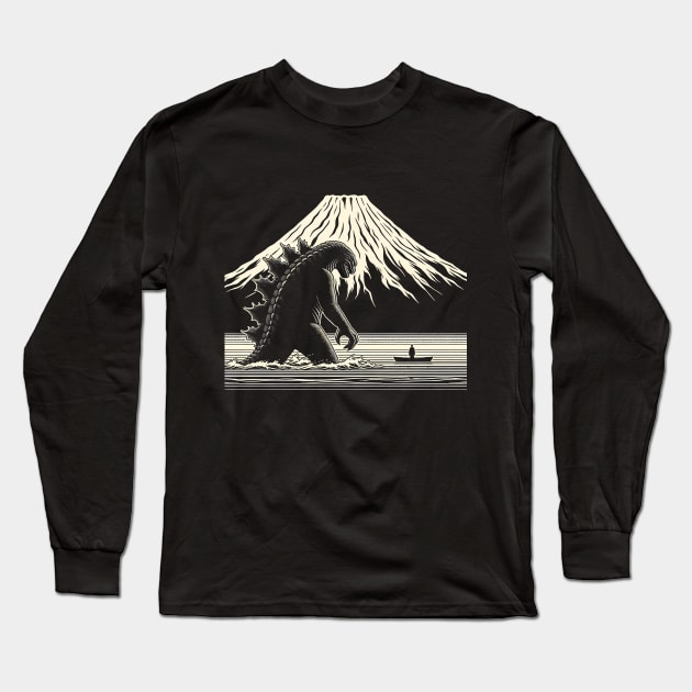 Godzilla's Retro Rampage: Vintage T-Shirt and More! Long Sleeve T-Shirt by Klimek Prints